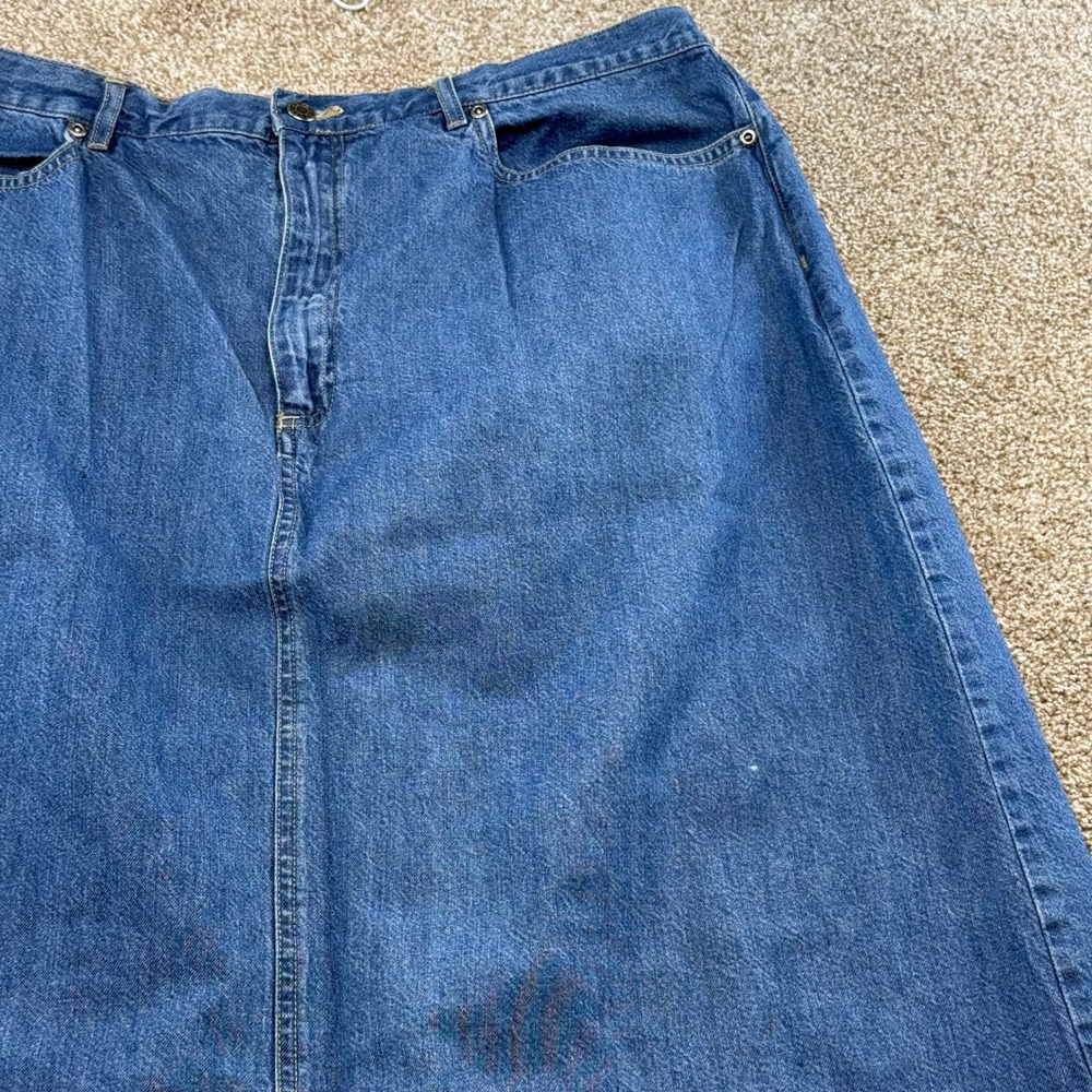 Crazy Horse Vintage Denim Maxi Skirt 16 Blue High Rise Long Slit Y2K - Picture 10 of 11